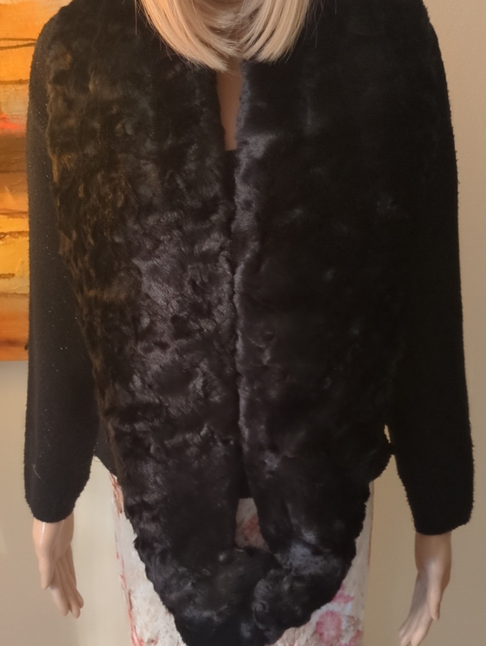Macy's Black Faux-Fur Front Shrug